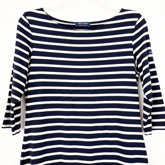 Saint James Propriano Form-Fitting Nautical Stripe Dress Size 6 Navy White - Picture 4 of 10